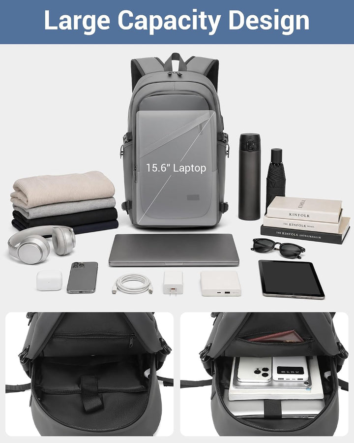 KONO Laptop Rucksack für Herren und Damen, Wasserdichter und Diebstahlsicher Business Laptoprucksack