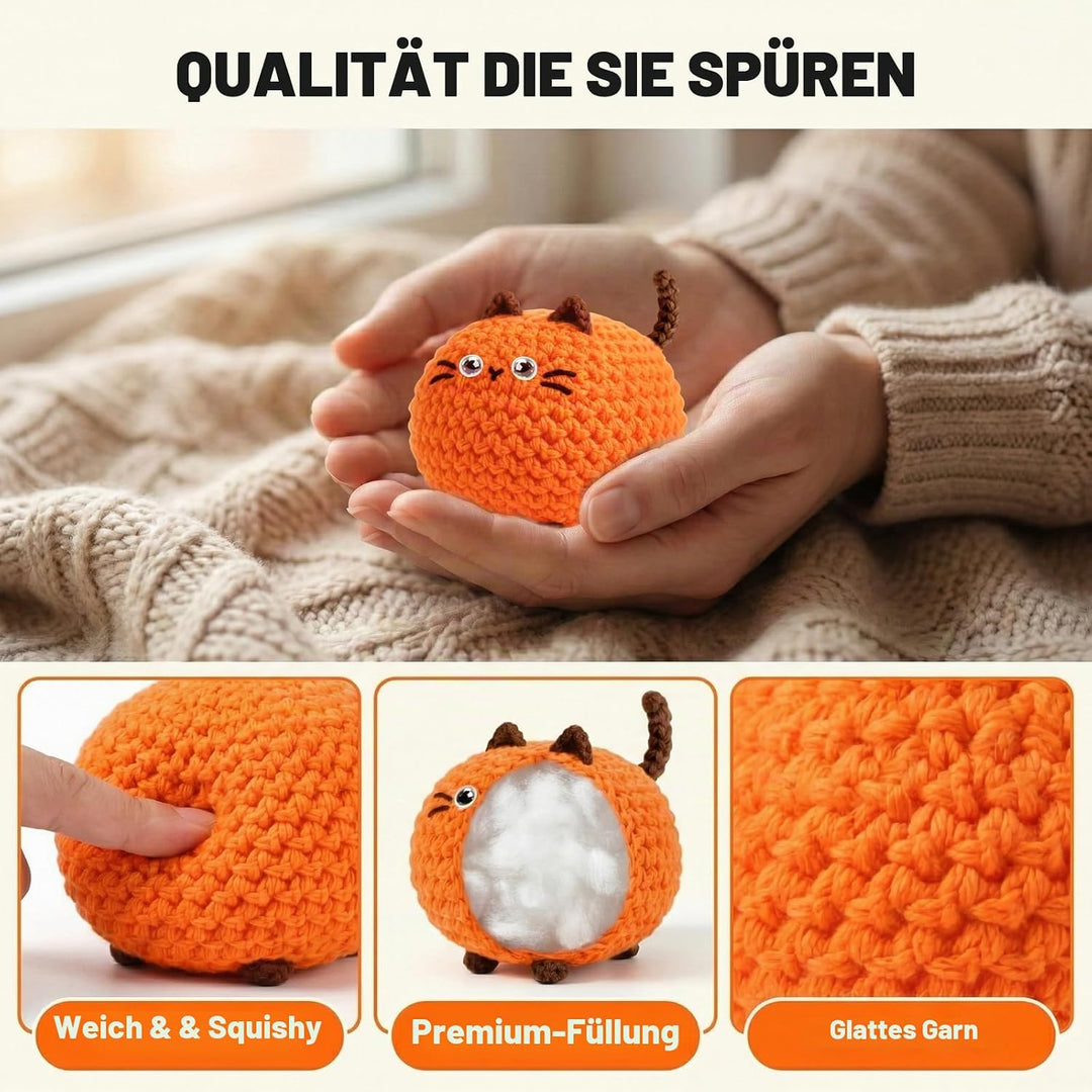 Häkelset Für Anfänger, 4 Stück Crochet Set Amigurumi Katze, Häkelset Stricken Für Anfänger Set Mit V
