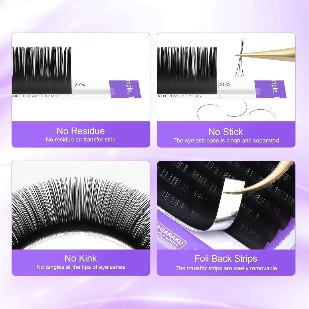 NAGARAKU 5 Tabletts 11/12/13/14/15mm 0.03 C Curl Einzelwimpern Individuell Wimpernverlängerung Dauer