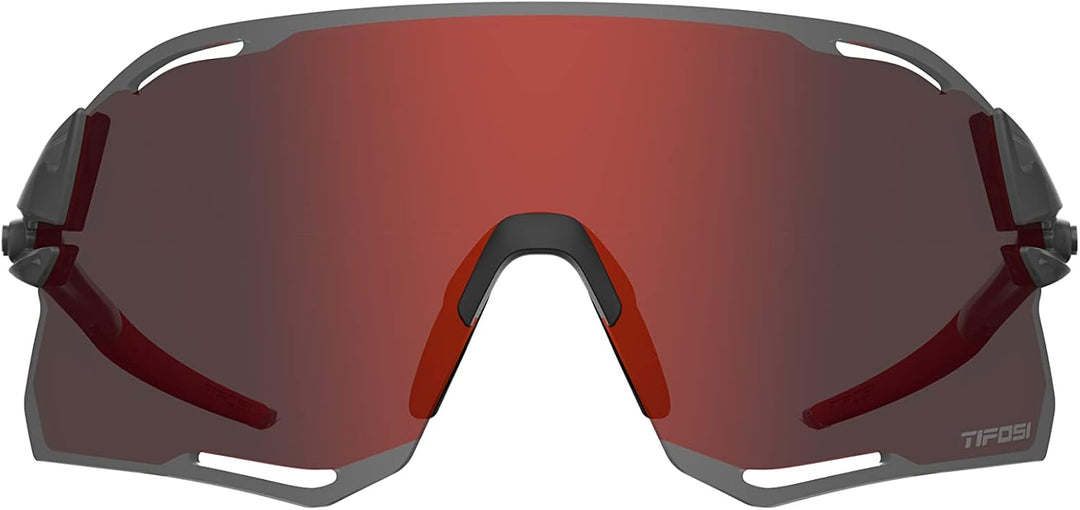 Tifosi Rail Race Satin-Vapor austauschbare Radsport-Sonnenbrille (2 Gläser), Clarion-Rot/Transparent