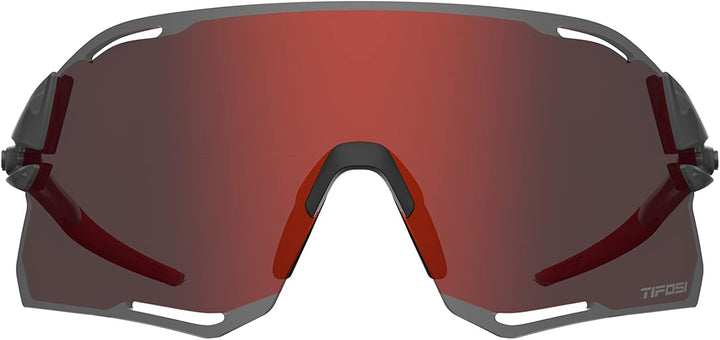 Tifosi Rail Race Satin-Vapor austauschbare Radsport-Sonnenbrille (2 Gläser), Clarion-Rot/Transparent