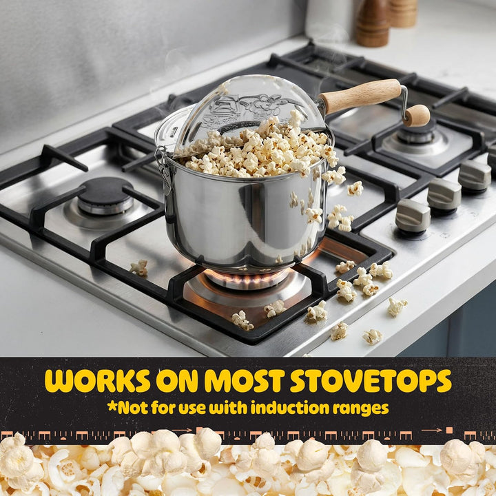 Great Northern Popcorn Original Edelstahl Herdplatte 6–1/2-quart Popcorn Popper
