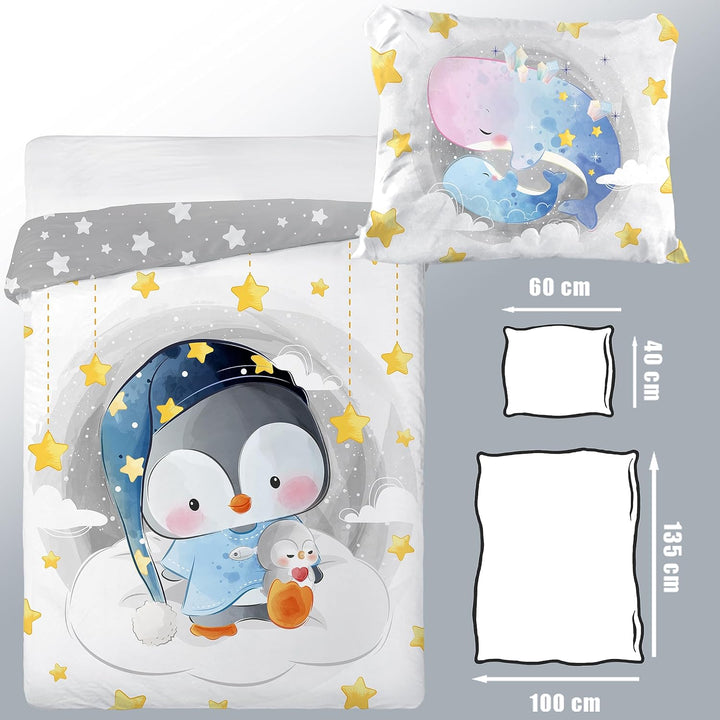 Kinderbettwäsche 100x135 cm aus 100% Baumwolle Weiche & Farbenfrohe | Baby Bettwäsche Set Perfekt fü