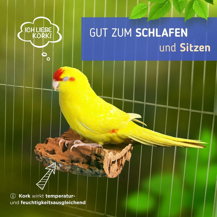 Vogelgaleria® 4 x Kork-Pickstein für Vögel. Die leckere Alternative zum Kalkstein oder Sepia-Schale,