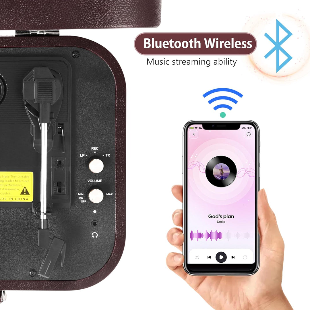 Plattenspieler, Bluetooth Schallplattenspieler Vinyl Plattenspieler Turntable und Digital Encoder mi