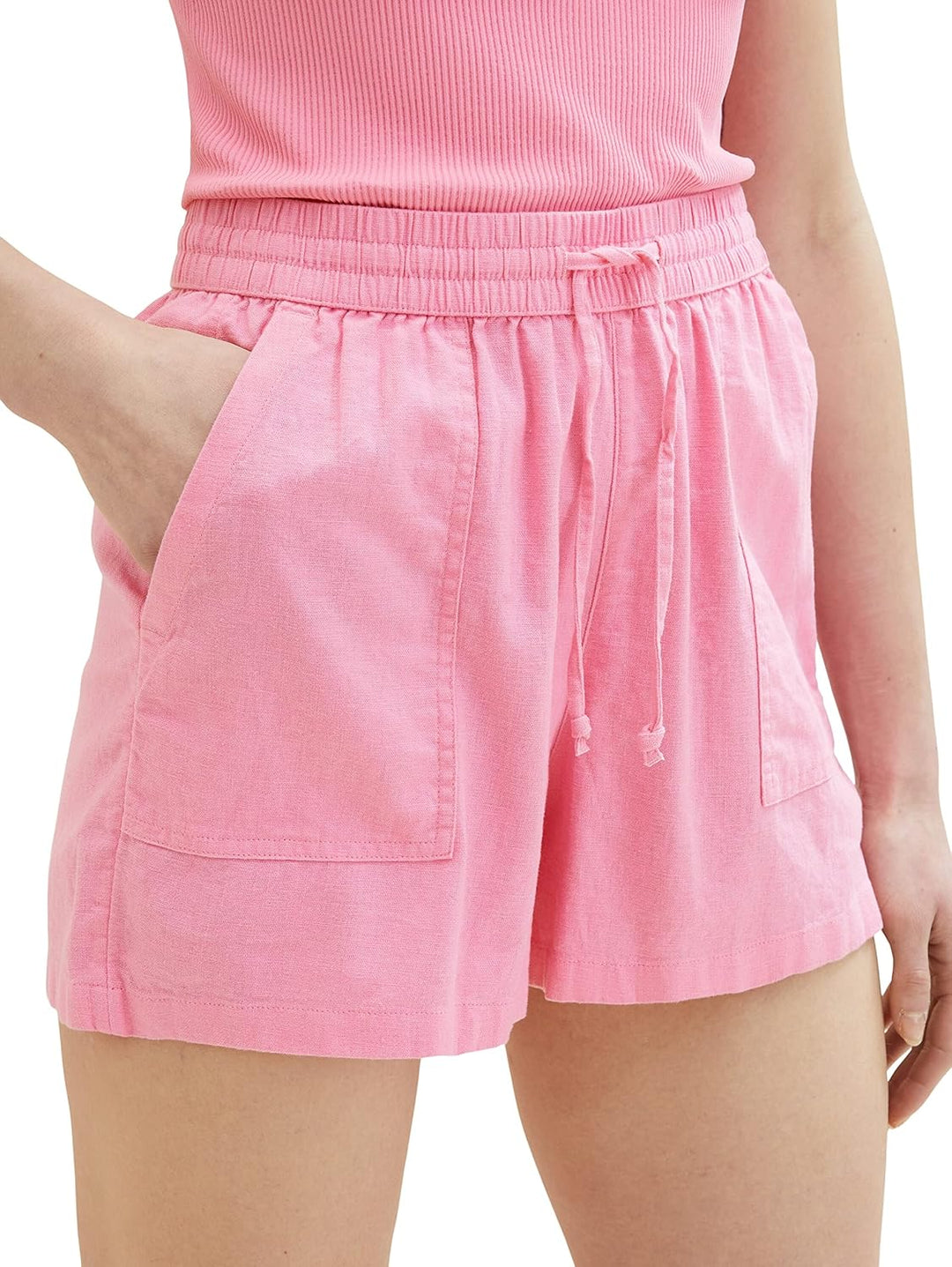 TOM TAILOR Denim Damen Basic Shorts aus Leinen XL 31685 - Fresh Pink, XL 31685 - Fresh Pink