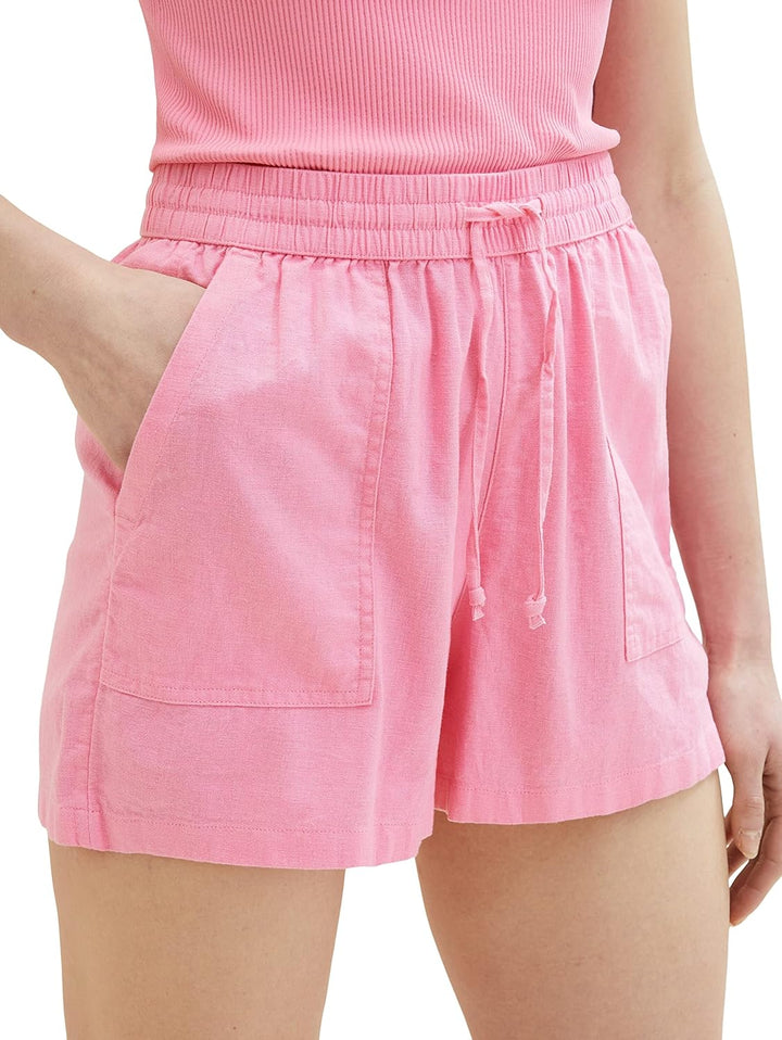 TOM TAILOR Denim Damen Basic Shorts aus Leinen XL 31685 - Fresh Pink, XL 31685 - Fresh Pink