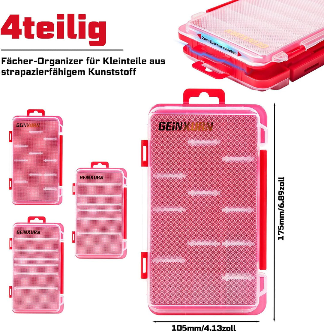 4 Stück Kleiner Flacher Sortimentskoffer für Kleinteile, Tragbarer Sortierbox mit Herausnehmbaren Tr