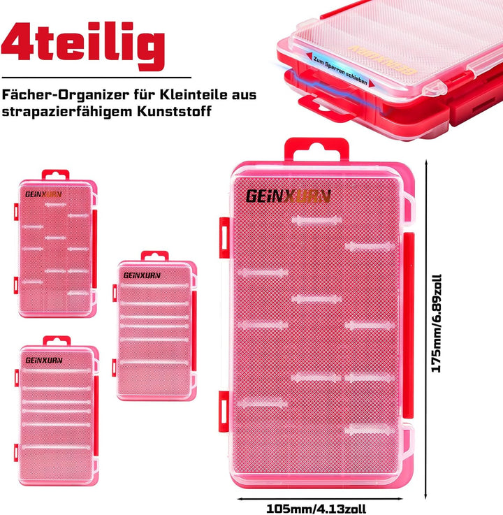 4 Stück Kleiner Flacher Sortimentskoffer für Kleinteile, Tragbarer Sortierbox mit Herausnehmbaren Tr