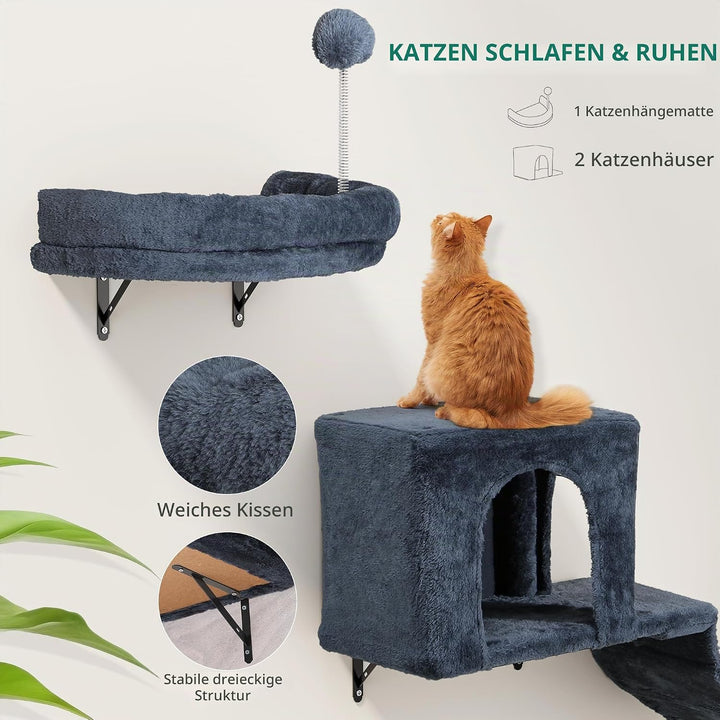 YITAHOME 8 PCS Katzenkletterwand-Set, Stabiles Plüsch-Klettergerät für Katzen, Katzenklettergerüst S