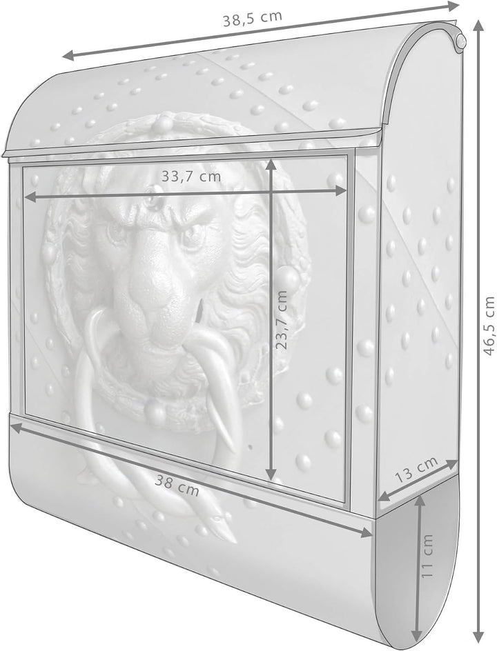 banjado® Design Briefkasten mit Motiv Eisentor 39x47x14cm &amp; 2 Schlüssel - Briefkasten Stahl schwarz