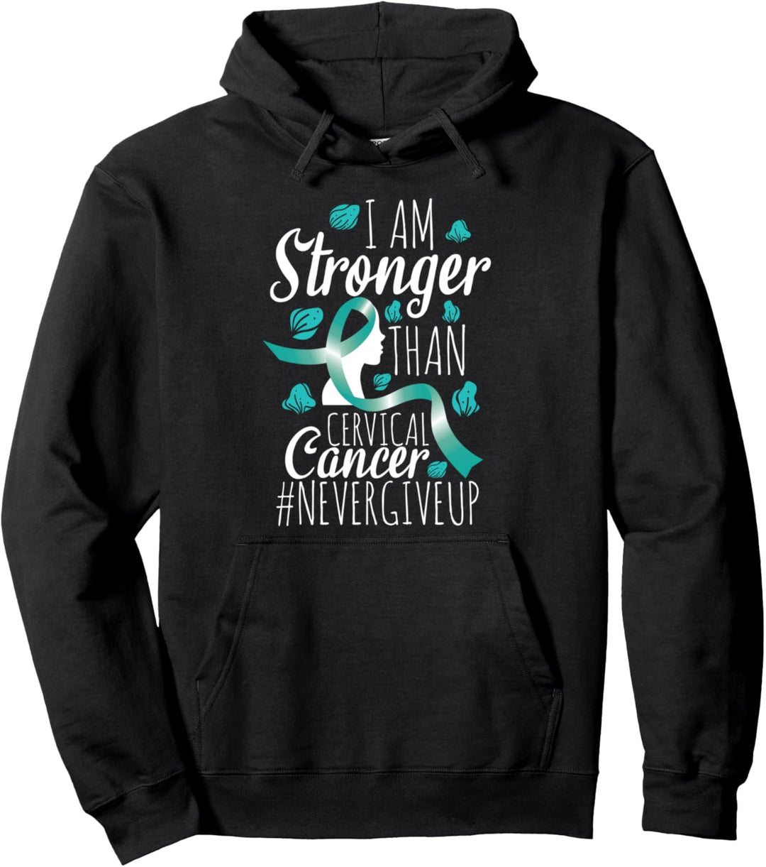 Cervical Cancer Awareness Teal Ribbon Ich bin stärker Pullover Hoodie