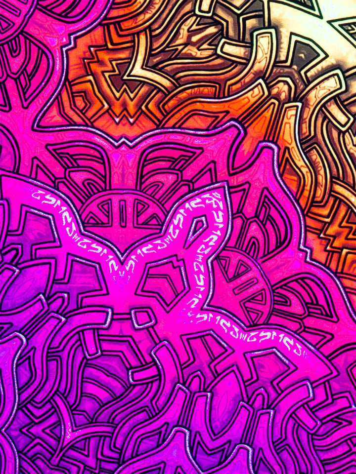 PSYWORK Schwarzlicht Stoffposter Neon | Shining Star | 0,5 x 0,7m | UV-aktiv | fluoreszierend | Wand