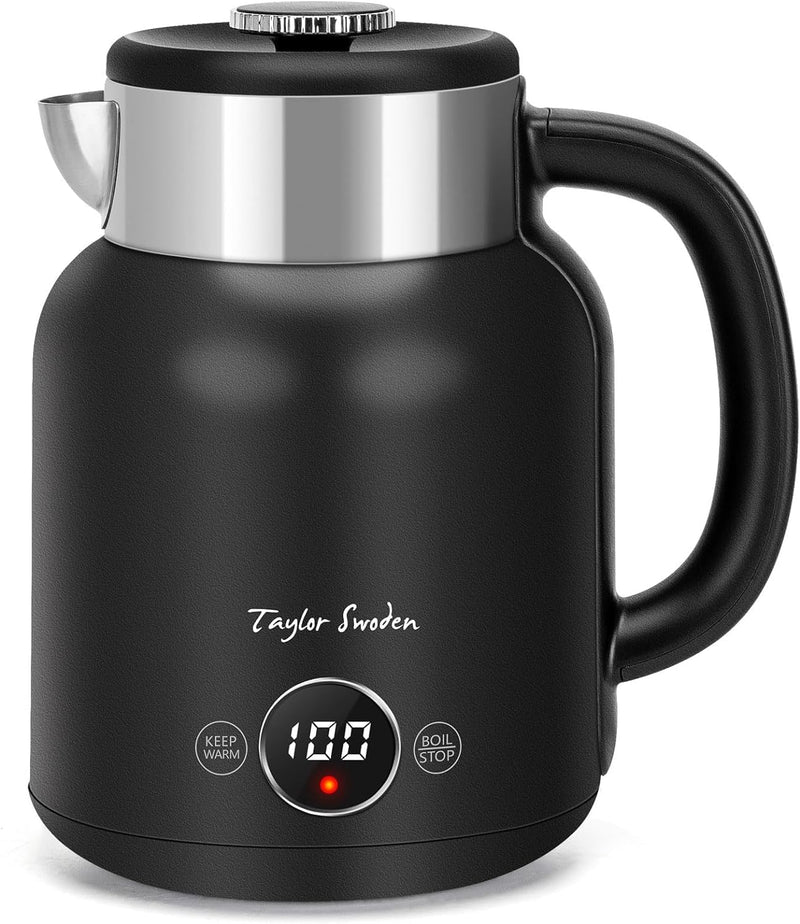 Taylor Swoden Wasserkocher mit Temperatureinstellung, 45°C-100°C, Retro Wasserkocher Edelstahl 1.7 L