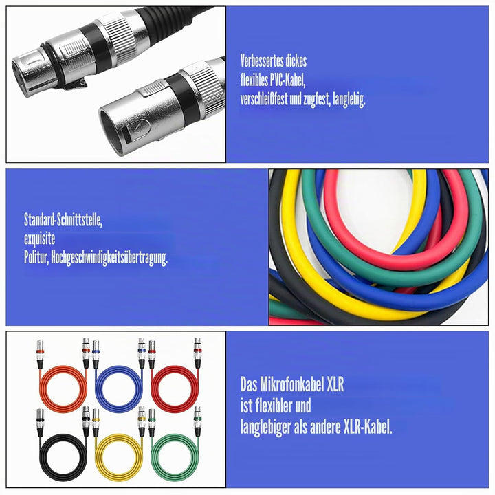 10 Pack XLR Kabel, 1m Mikrofonkabel XLR-Kabel, DMX Kabel, 3-Pin Mikrofon XLR Signal Cable Connection