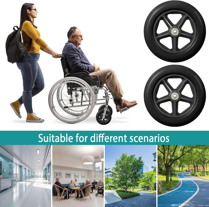 200mm Solide Ersatzräder-2 Stück Ersatzrad Rollator Vorderräder,Rutschfeste&Stossdämpfung,Ersatzrad