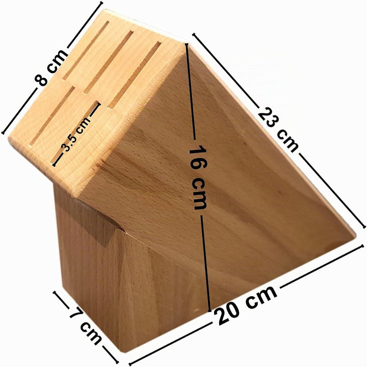Wooden World - Küchenmesserblock aus Holz für 5 Klingen – Natürlicher, ökologischer Organizer für Me