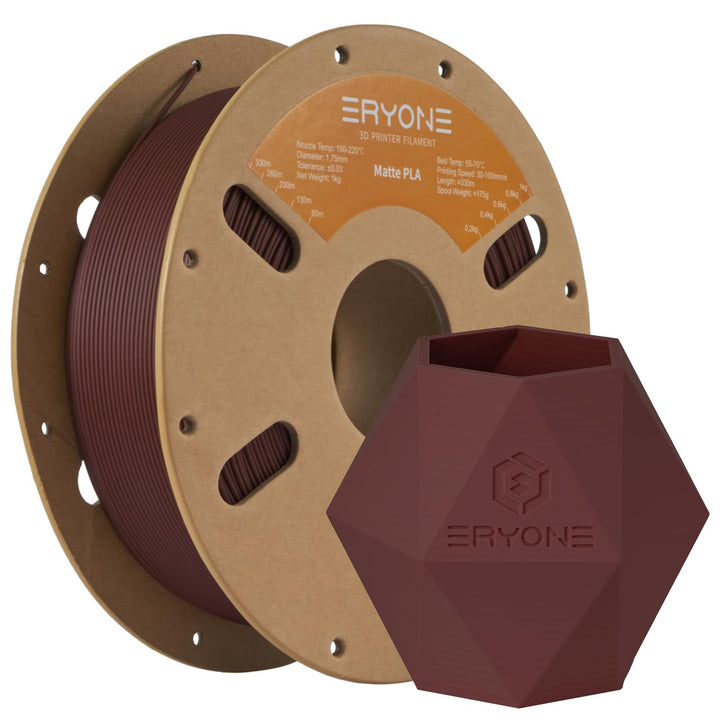 ERYONE Matte PLA 3D Drucker Filament 1.75mm, Massgenauigkeit +/- 0.03 mm, 1 kg 1 Spule, Matte Rubin
