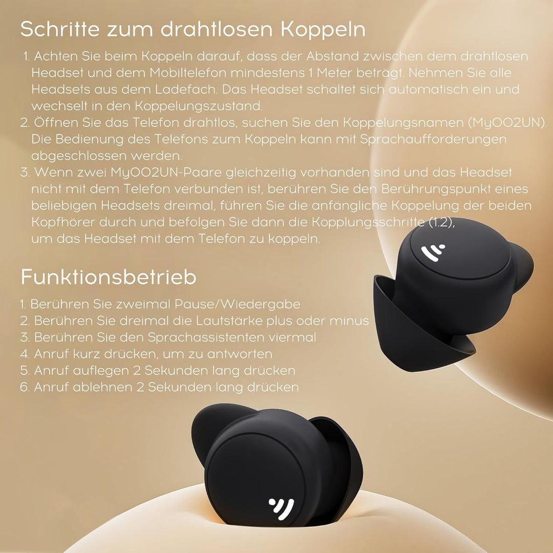 Schlafkopfhörer, Mini Kopfhörer zum Schlafen Kabellose Bluetooth 5.3 Flüssiges Silikon kopfhörer sch