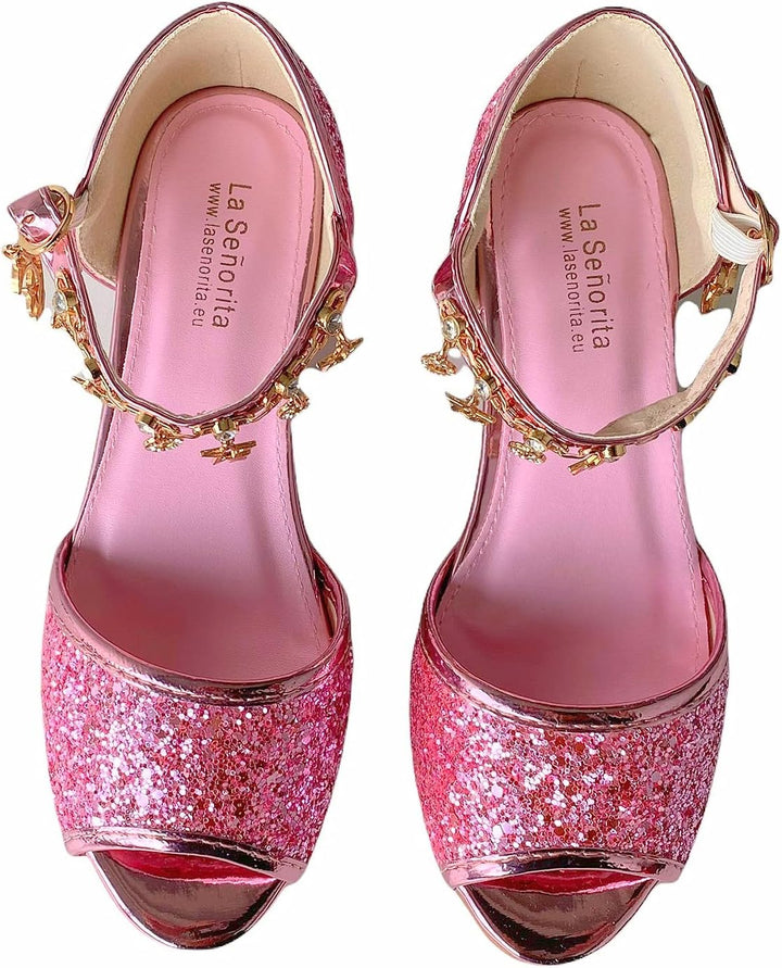 La Señorita Kinder Schuhe - Prinzessin Schuhe Mädchen - Brauts Schuhe - halb offenen 35 EU Dark Pink