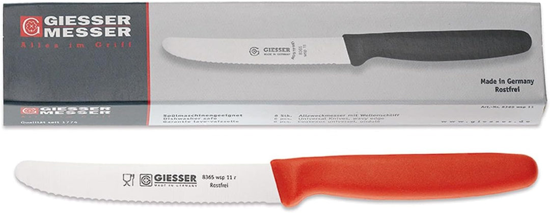 Giesser seit 1776 - Made in Germany - Tomatenmesser 6er Set rot, Klinge 11 cm, rutschfest, kleines U