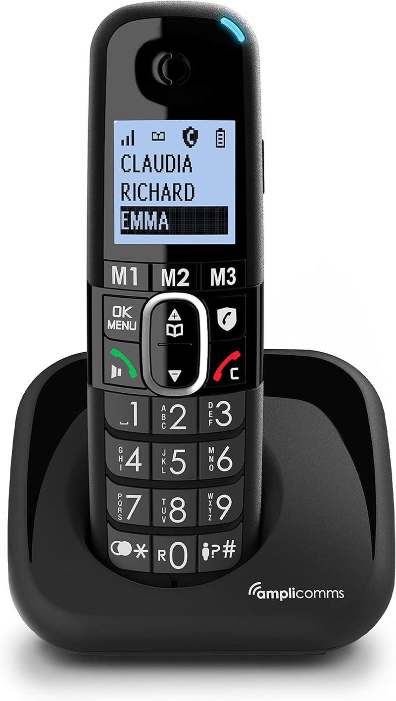 Amplicomms BigTel 1500 schnurloses DECT Grosstasten Telefon, Audio-Boost, extra Laute Klingeltöne, H