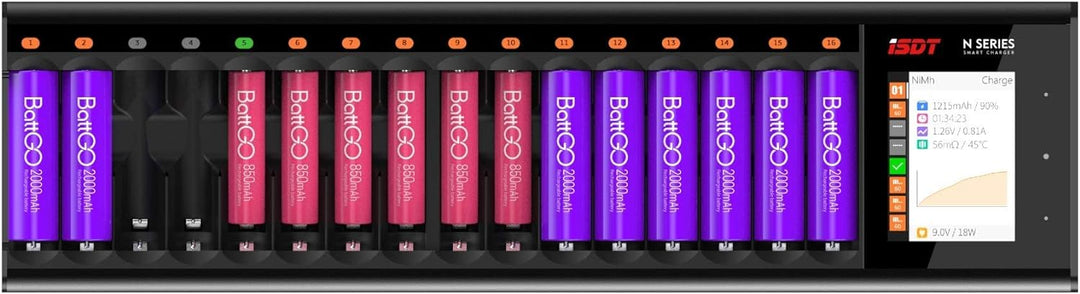 ISDT N16 Batterieladegerät Akku Ladegerät Universal LCD-Display Schnellladegerät Ladegerät für 16 Ak