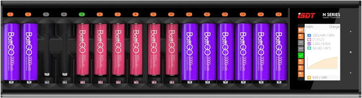 ISDT N16 Batterieladegerät Akku Ladegerät Universal LCD-Display Schnellladegerät Ladegerät für 16 Ak