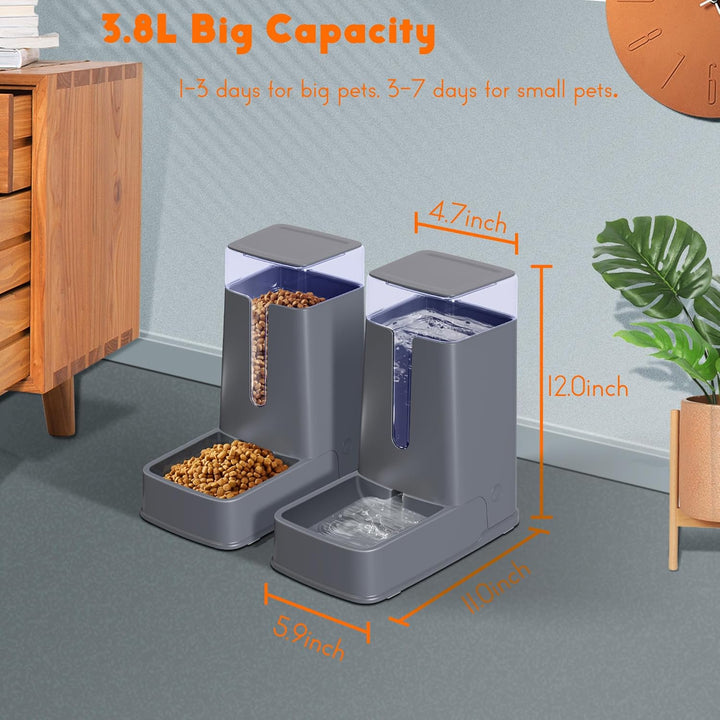 Automatischer Katzenfutterspender und Katzenwasserspender im Set, 2 Packungen, automatischer Hundefu