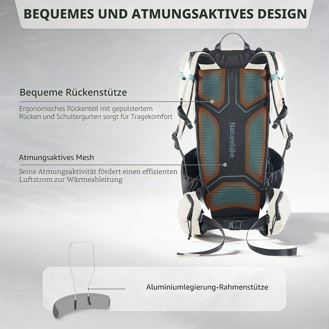 Naturehike Rock 2.0 Upgraded 30L Rucksack Interner Rahmen Wanderrucksack Herren Damen mit Regenhülle