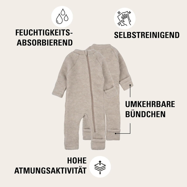 Mikk-line Walkoverall | Wollwalk Overall für Baby und Kleinkind | Schlafanzug Aus 95% Wolle - 100% M