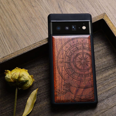 Carveit Holz Handyhülle für Google Pixel 6 Pro Cover [Einzigartiges Design Case] Stossstange hülle K