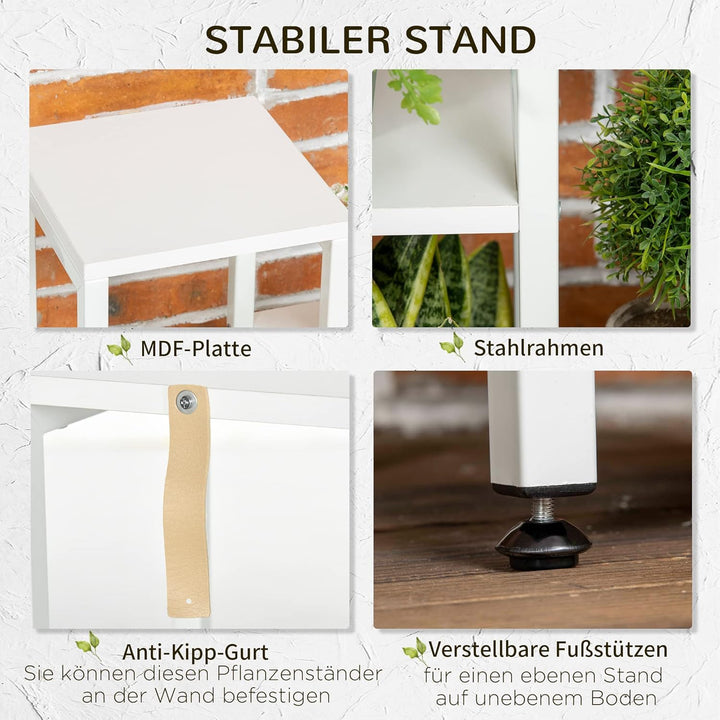 Outsunny Pflanzenständer mit 7 Ablagen Pflanzenregal Blumenständer Blumenregal Gartenregal für Wohnz