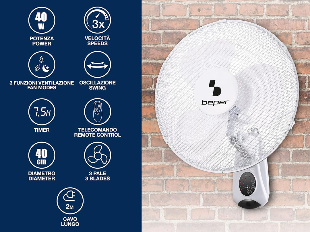 BEPER P206VEN600 Wandventilator - Wandventilator mit Fernbedienung und Timer