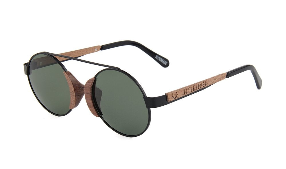 Naturjuwel Holz Sonnenbrille Herren Damen schwarz polarisiert Holzbrille Panther Design Brille inklu