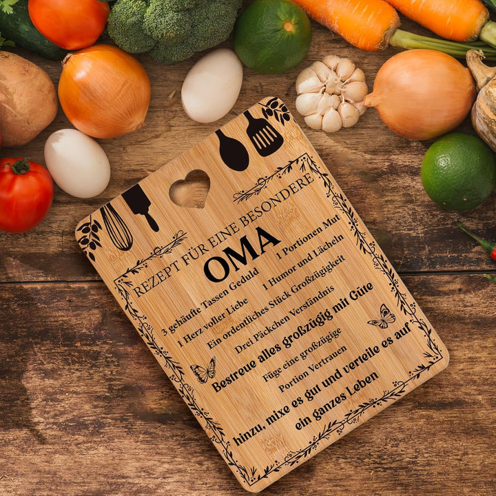 Oma Geschenk zum Muttertag - Bambus Schneidebrett, Geschenkideen für Oma, Geburtstagsgeschenke für O