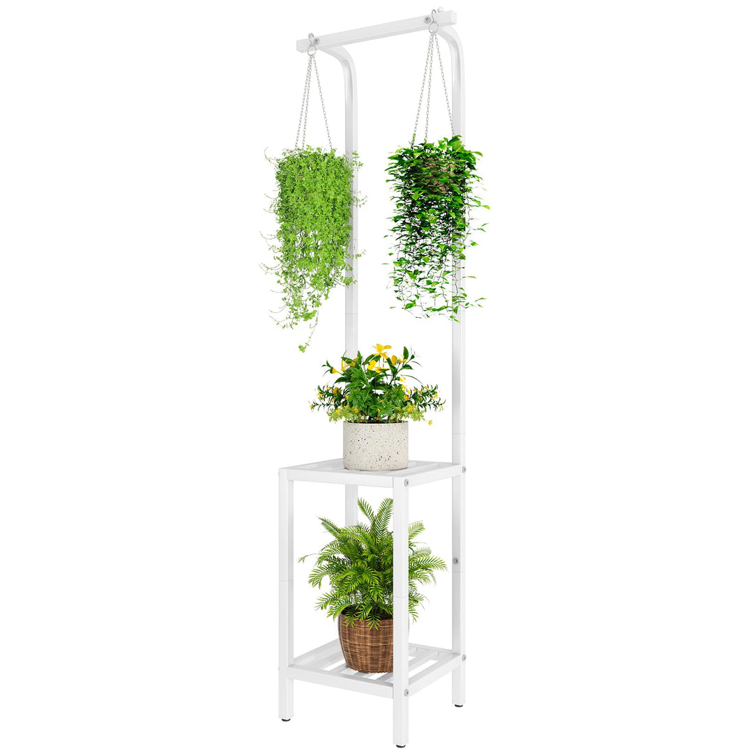 IBUYKE 170cm Hoch Pflanzenständer für Innen Aussen, 3 Etagen Metall Hängendes Blumenregal für Mehrer