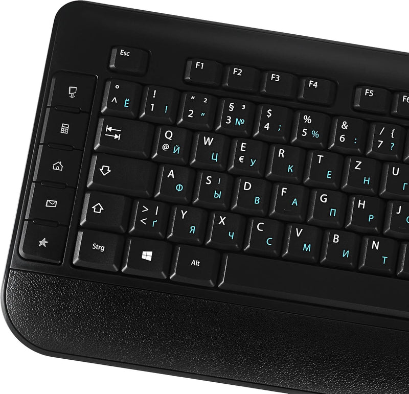 Lacerto® | Bilinguale Russisch-Deutsche Kabellose 2,4 GHz Multimedia Tastatur & Maus Set, Russian-Ge