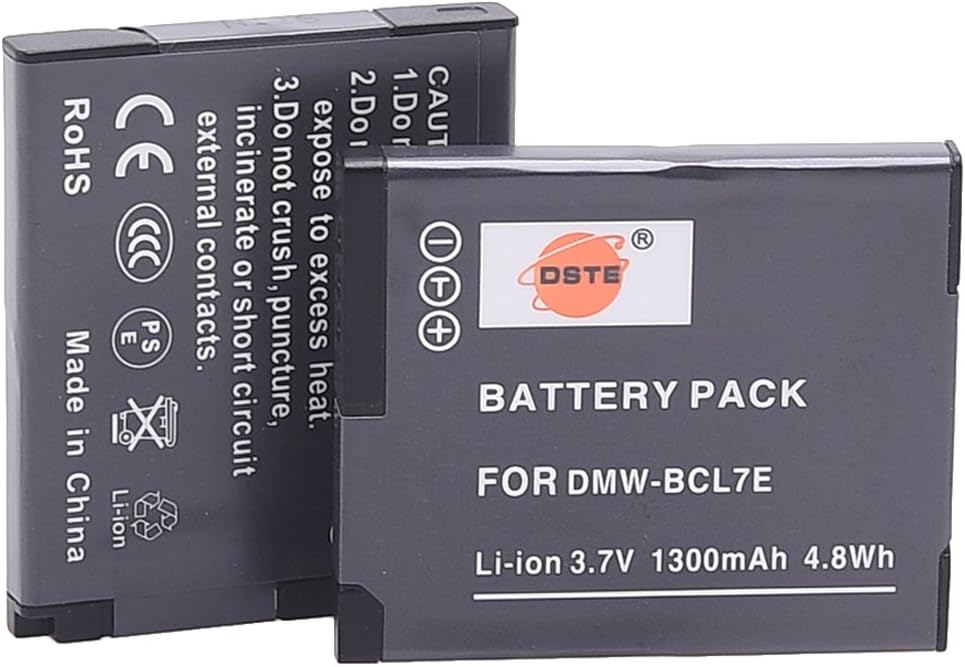 DSTE®（2 Pack） Ersatz Batterie und DC144E Reise Ladegerät Compatible für Panasonic DMW-BCL7 Lumix DMC
