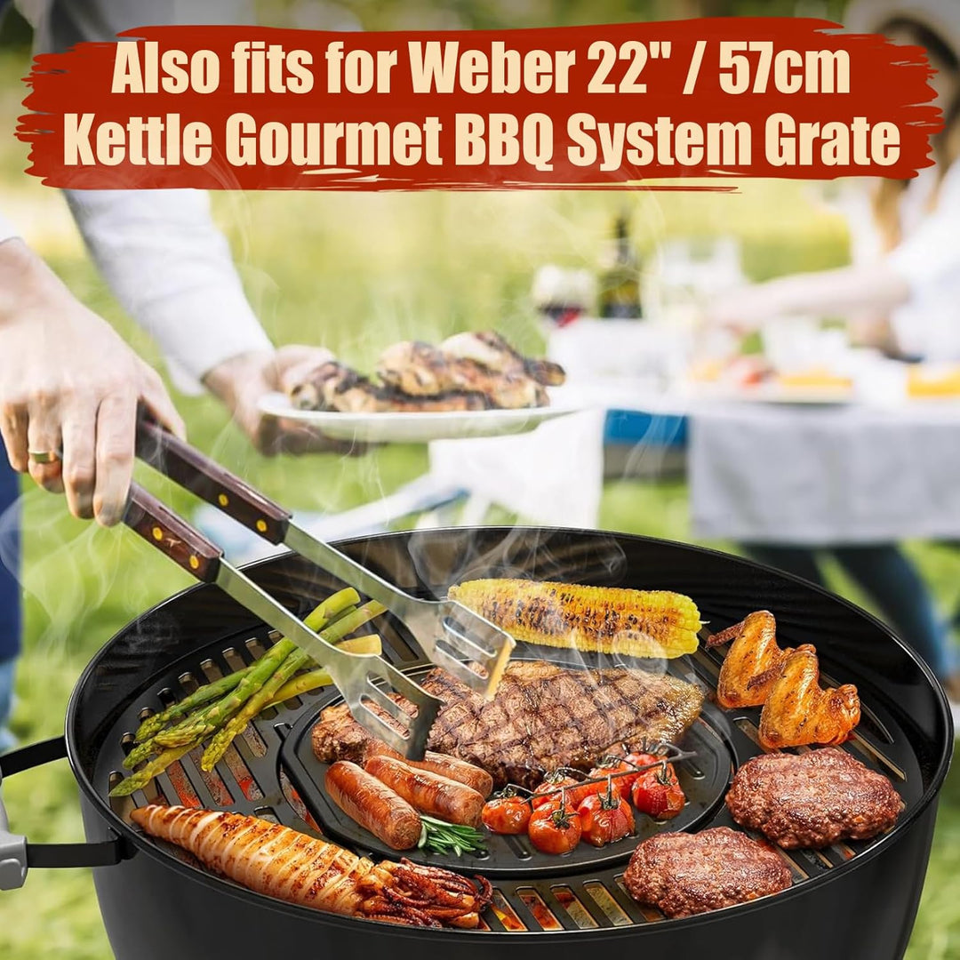 Denmay 30cm Gusseisen Grillplatte für Weber Gourmet BBQ System, Rund Gusseisen Grillpfanne Ersatztei
