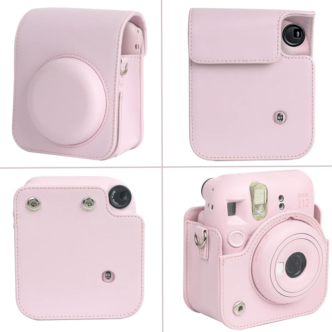 Crefotu Tasche Hülle mit 256 Taschen Fotoalbum für für Fujifilm Instax Mini 12 Sofortbildkamera (Ros