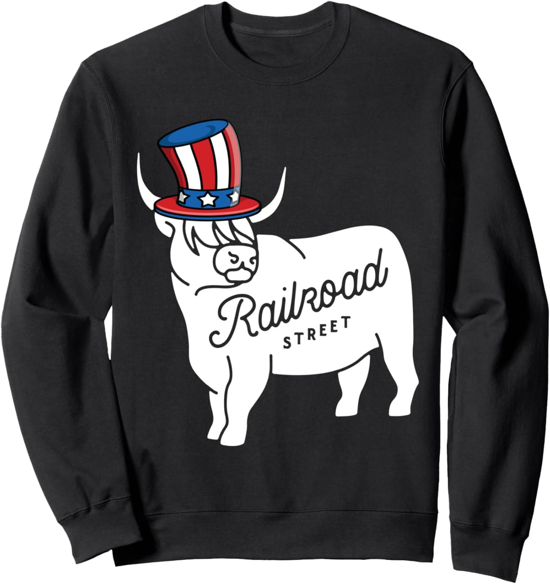 Railroad Street Uncle Sam 4th of July bull Sweatshirt