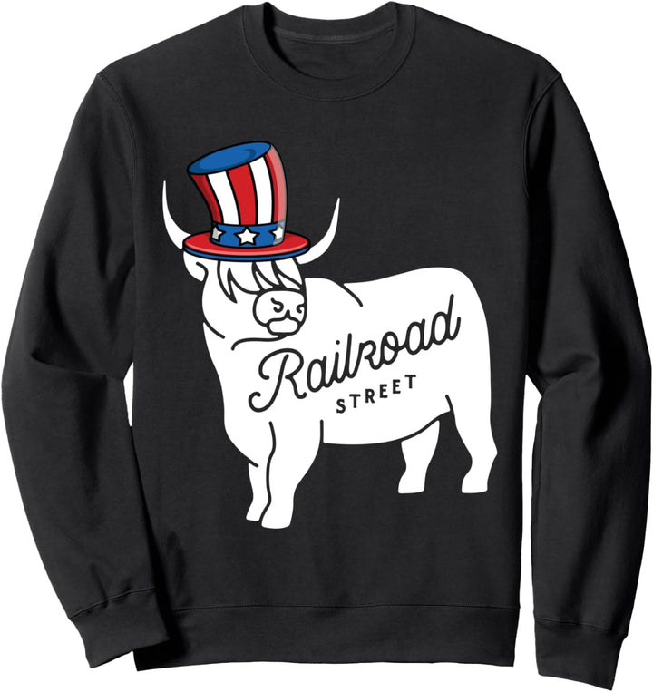Railroad Street Uncle Sam 4th of July bull Sweatshirt