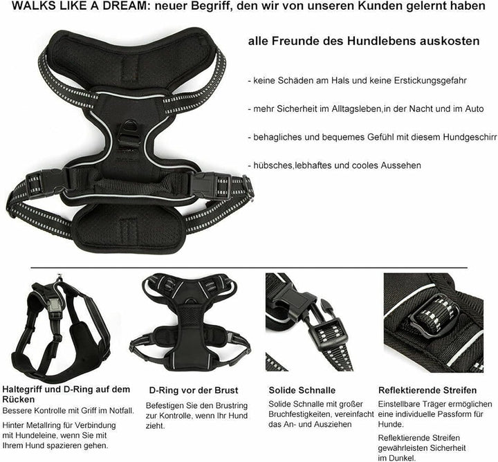 FullBerg® Hundegeschirr für Kleine, mittelgrosse und grosse Hunde Anti Zug Geschirr No Pull Sicherhe