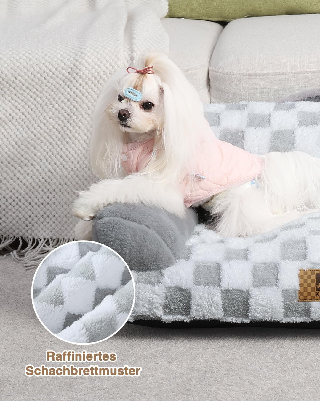 KSIIA Orthopädisches Katzenbett Flauschig 66x37cm, Abnehmbar Katzensofa Hundebett Waschbar, Hundesof