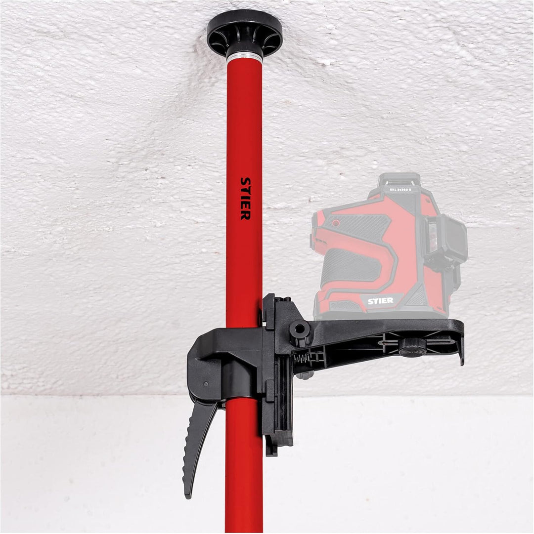 STIER Teleskopstange für Kreuzlinienlaser 360 cm, Lasermessgeräte & Zubehör, 20 - max. 365 cm Höhe,