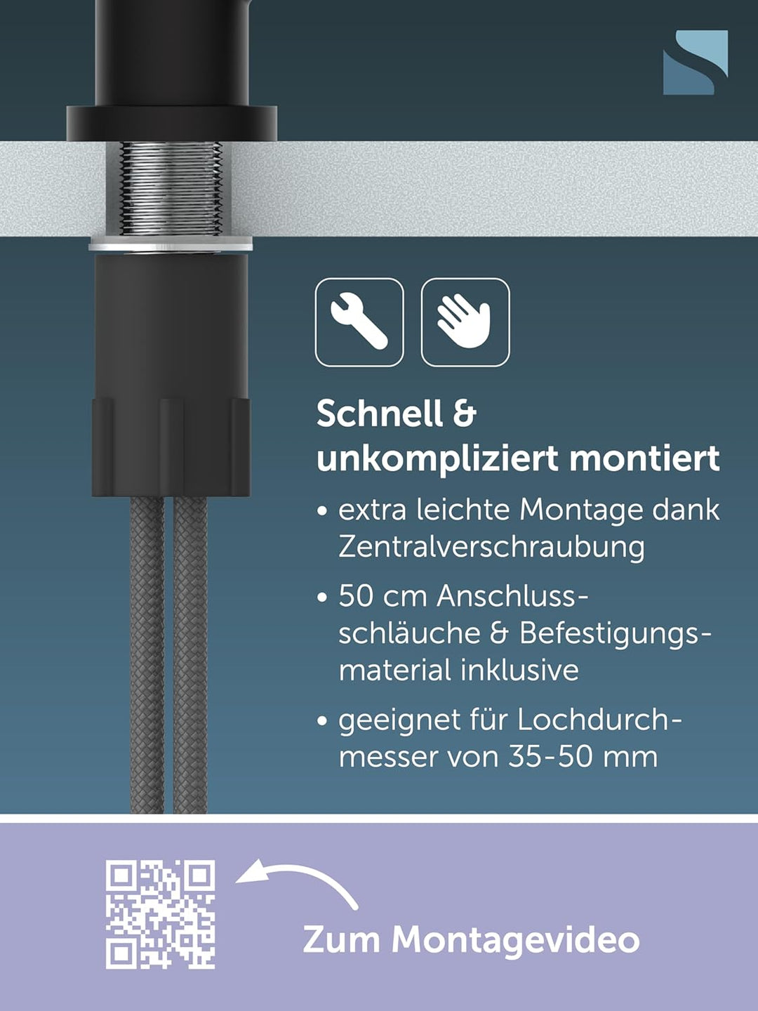 SCHÜTTE 79166 Küchenarmatur Cornwall, 360 Grad schwenkbarer Wasserhahn Küche, Mischbatterie für die
