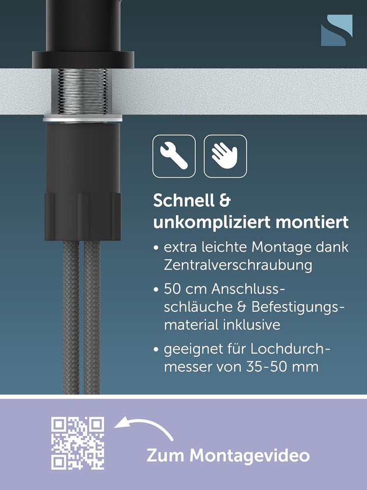 SCHÜTTE 79166 Küchenarmatur Cornwall, 360 Grad schwenkbarer Wasserhahn Küche, Mischbatterie für die