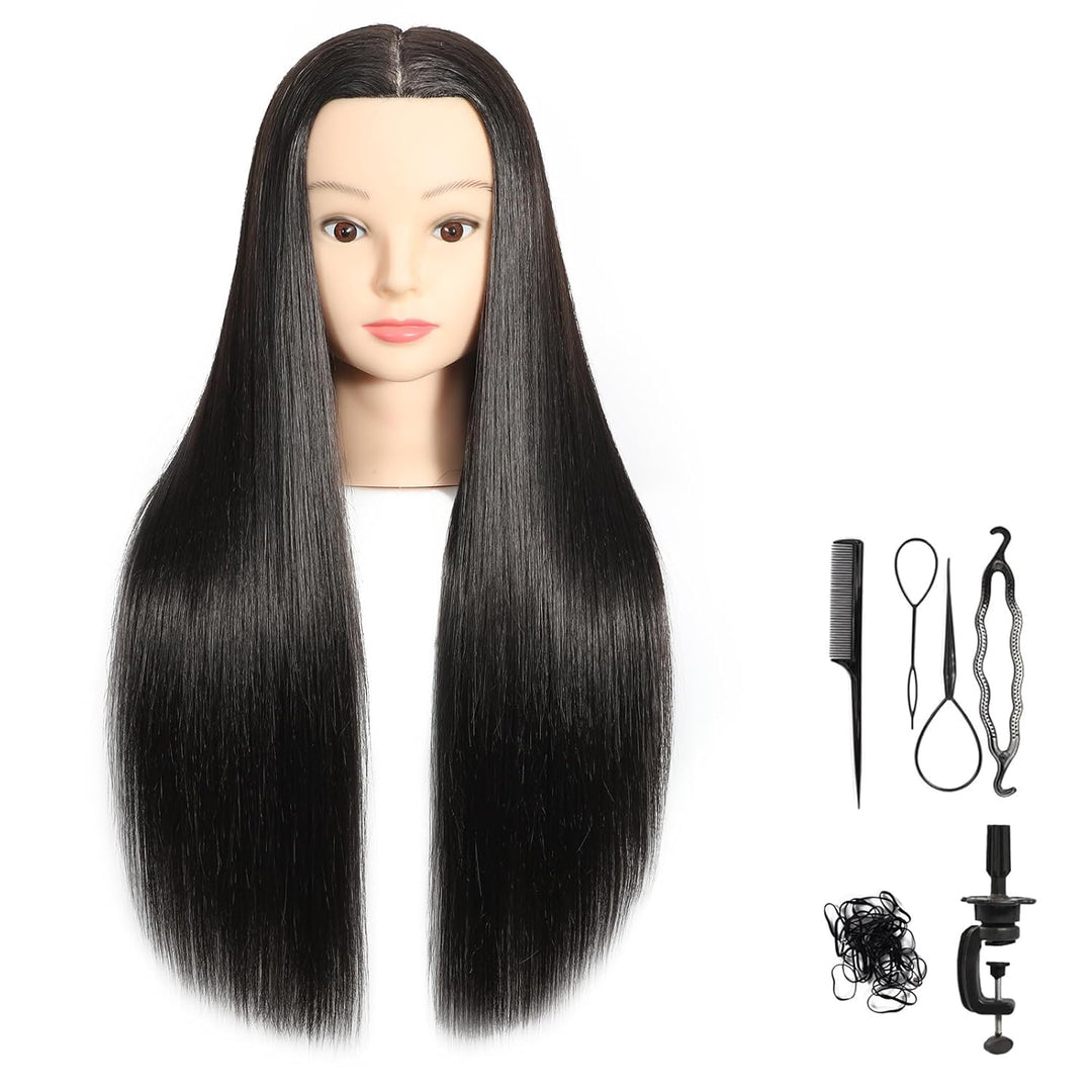 61 cm – 66 cm Übungskopf mit 30 % Echthaar, Mannequinkopf, Haarstyling, Kosmetologie, Puppenkopf, mi