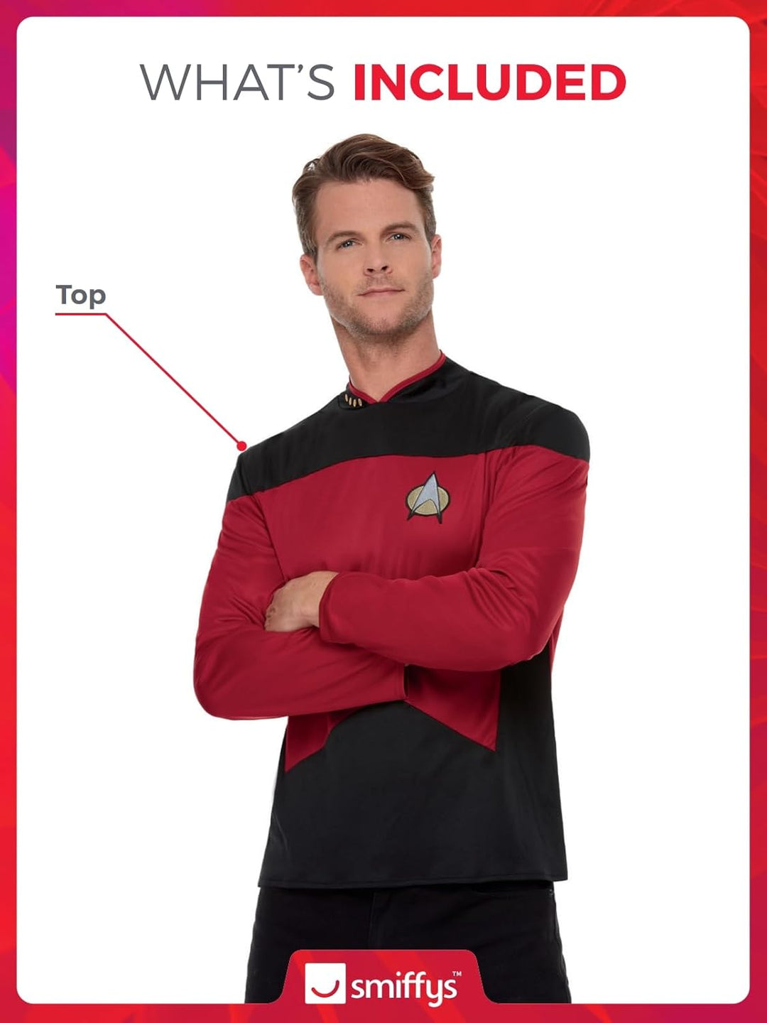 Smiffys Star Trek, The Next Generation Command Uniform, Ma Top, offiziell lizenziertes Star Trek Kos